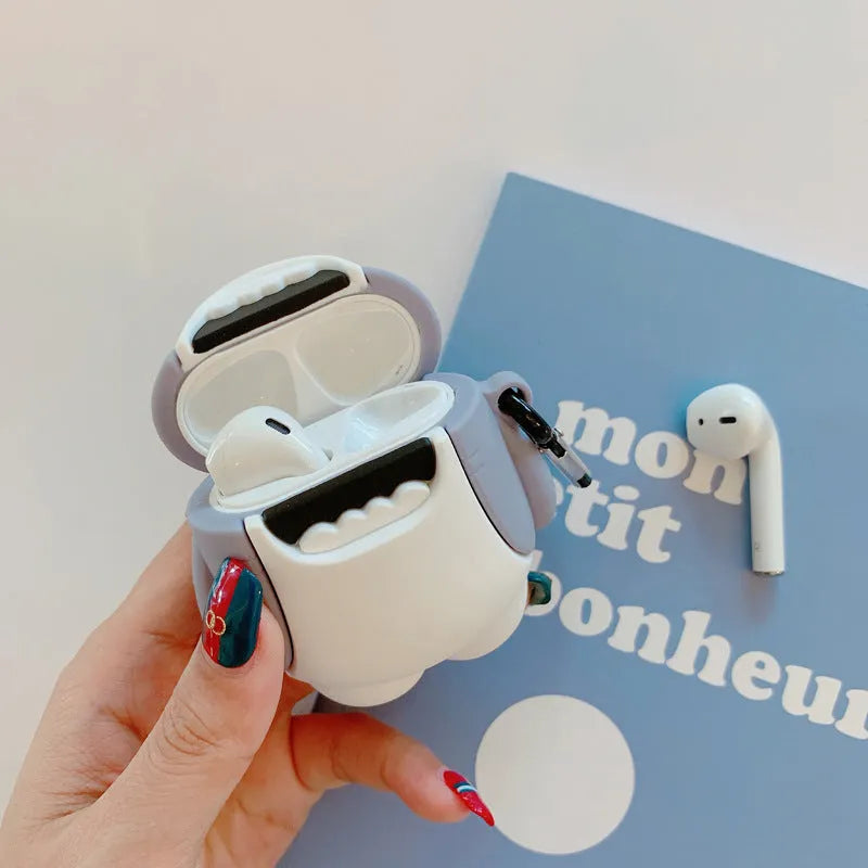 Shark design soft silicone protective case for Apple AirPods 1st and 2nd generation.
