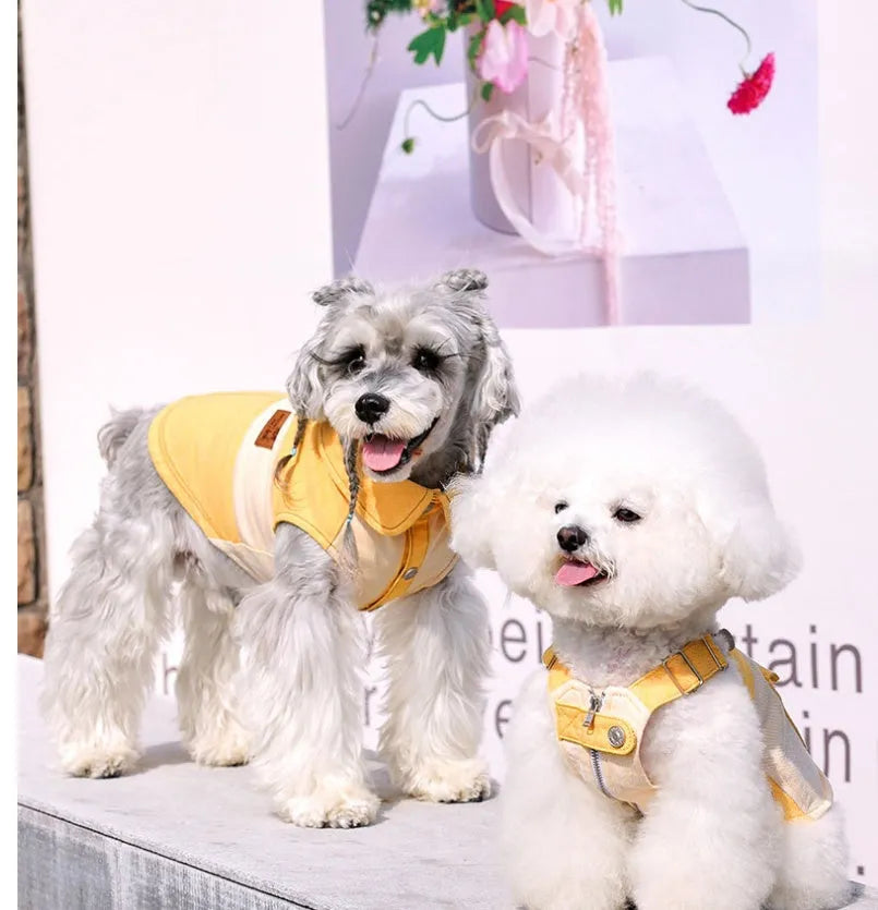 Yellow casual cotton blend dog clothes for small breeds like Bichon Frise and Yorkshire Terrier