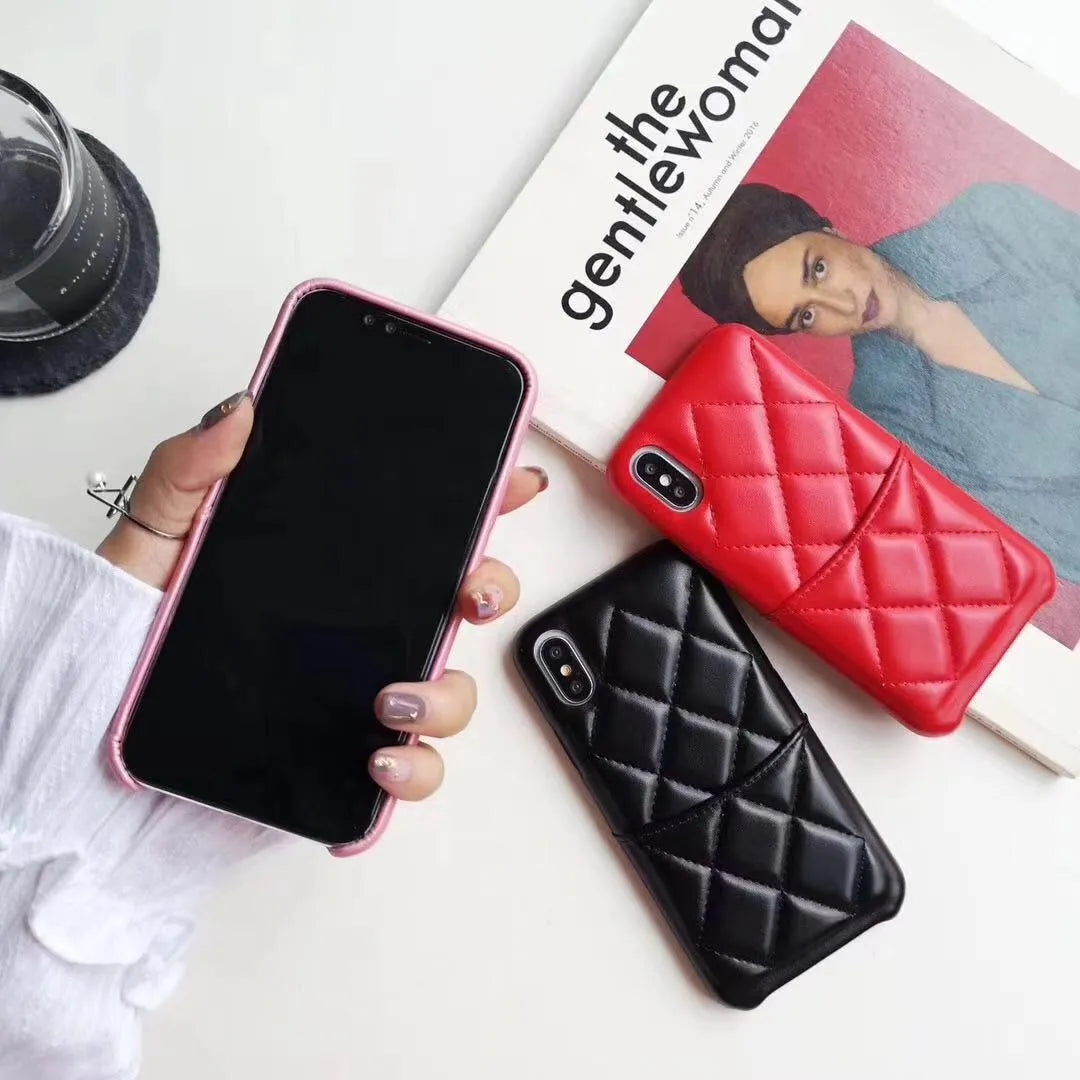 Leather mobile phone case for iPhone XS Max in black, pink and red colours
