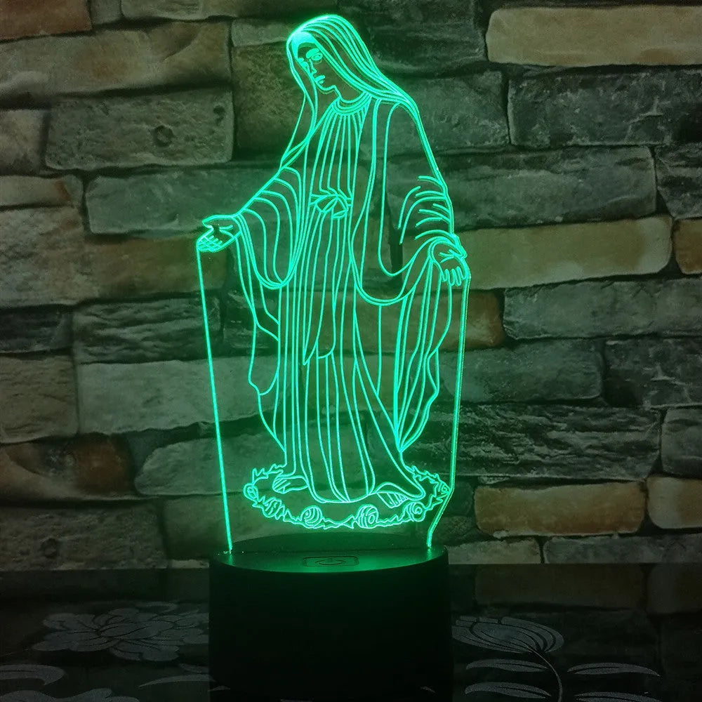 3D LED night light for kids showing laser-etched dual ring pattern with multi-colour glow on acrylic plate.