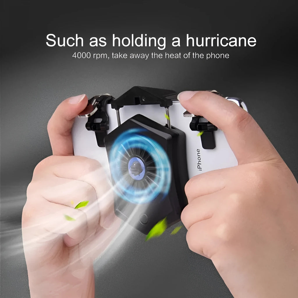 Black mobile phone cooling radiator with 120mm fan and USB cable for gaming smartphones