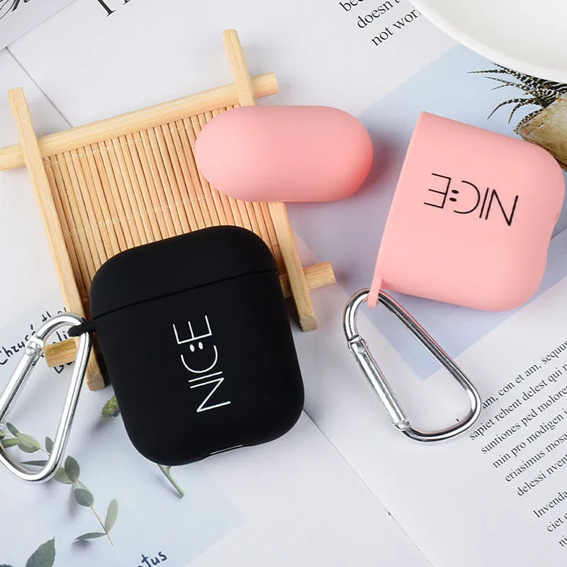 Apple AirPods earphone cover cases in PC plastic with decorative flower and smiley face designs
