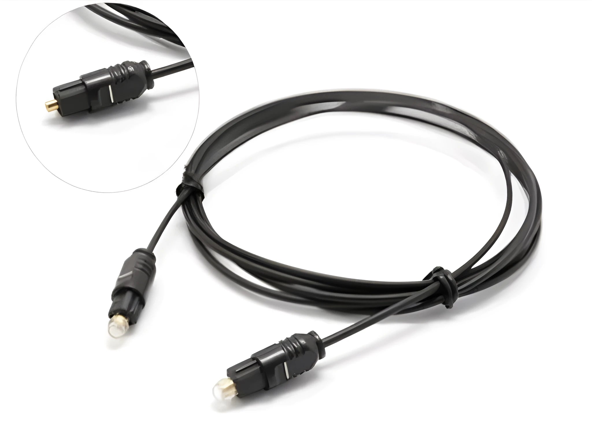 OD2.2 optical digital audio cable with TOSLINK connectors on a white background