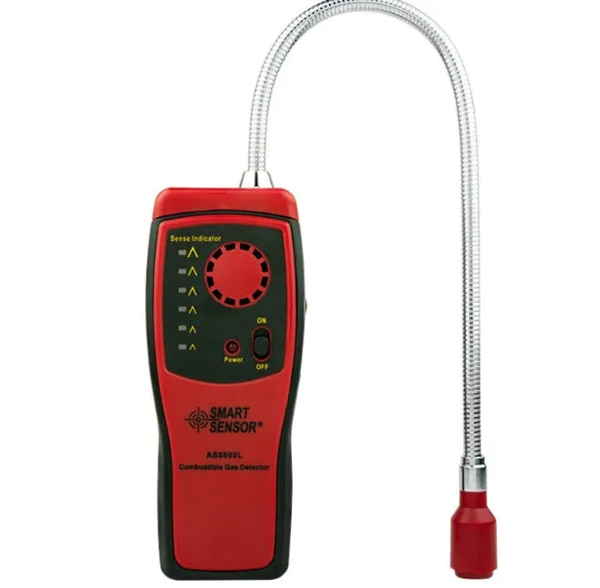 AS8800L portable flammable gas detector with LED display showing natural gas methane detection