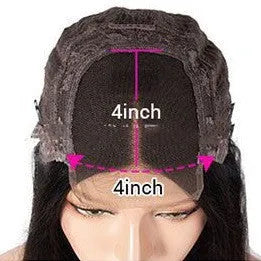 Real human hair lace front headgear showing 4x4 lace area and natural hairline