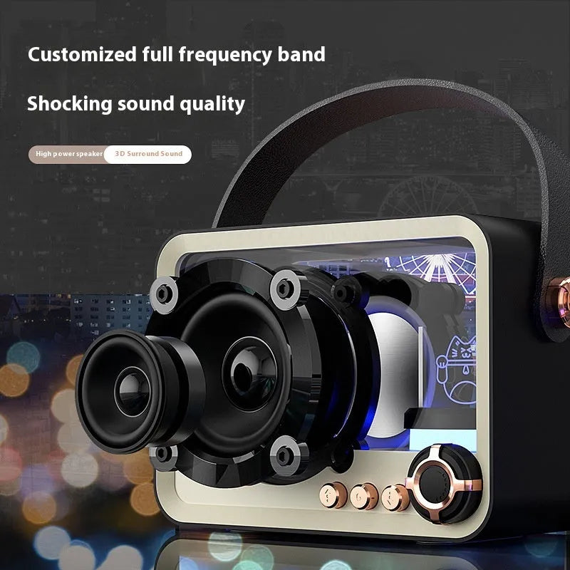 Mini glass Bluetooth speaker in Lucky Cat design, black or white, with Type-C charging cable
