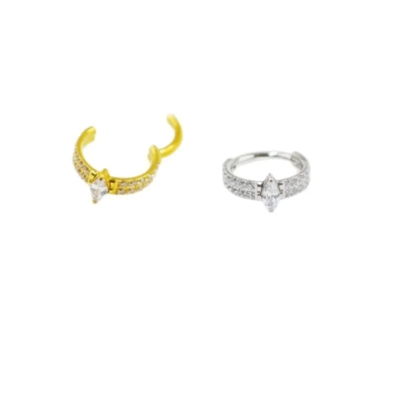 Ladies heart-shaped 316 titanium steel earrings with diamond-treated zircon in silver and gold colours