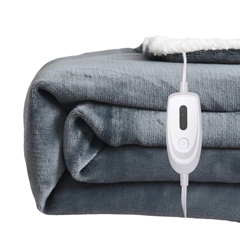 USB electric heating blanket in grey and white measuring 70cm by 100cm