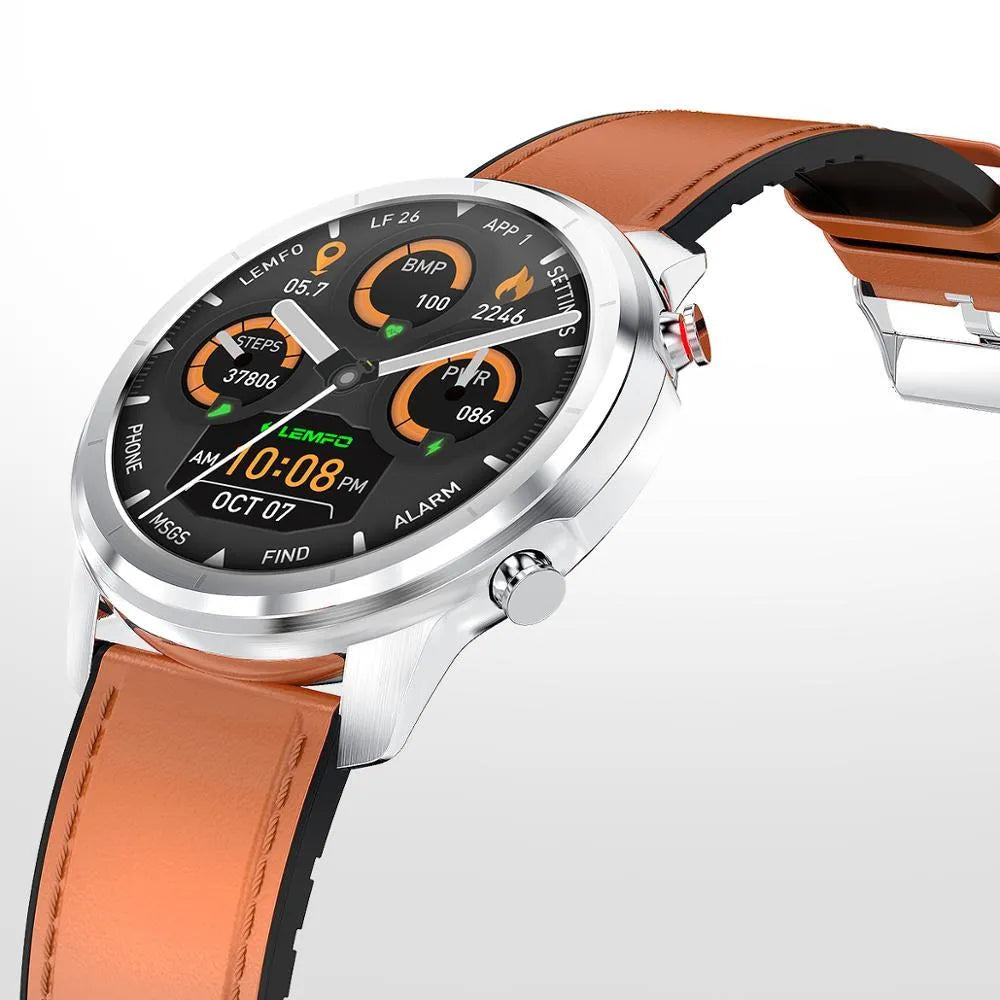 LEMFO LF26 smart bracelet showing 1.3 inch screen with touch and button controls