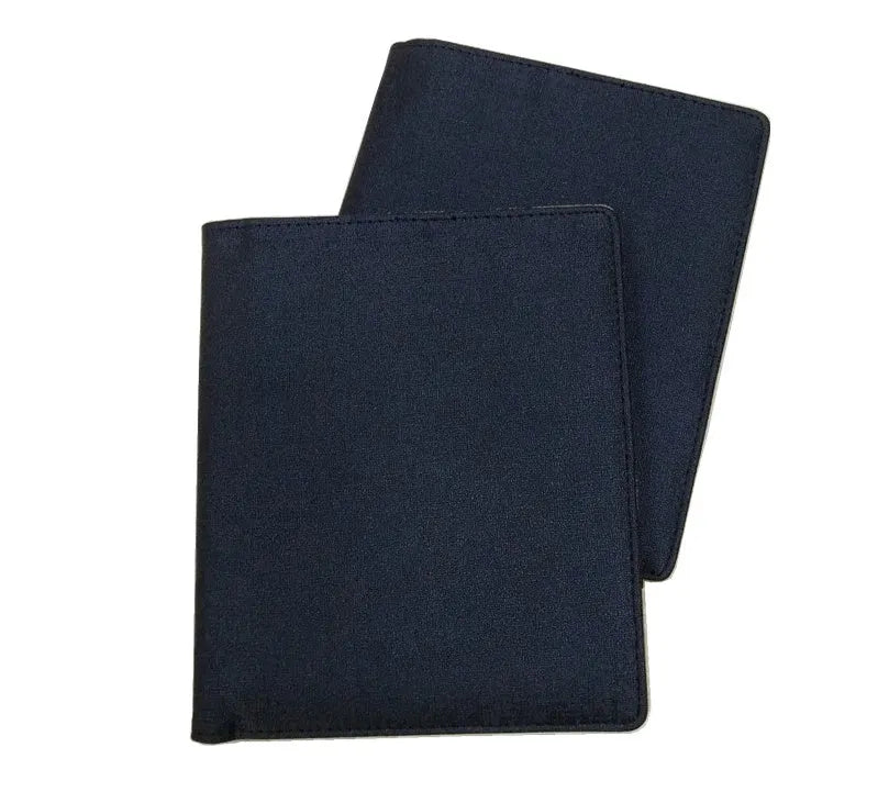 Blue imitation leather PU notebook shell cover for A6 and A7 sized notebooks.