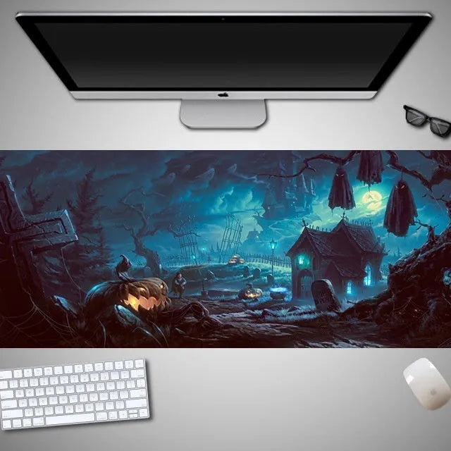 Halloween mouse pad with non-slip rubber cloth material in oversized dimensions for gaming
