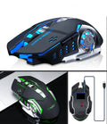 Wireless silent computer mouse in black colour with optical sensor and six buttons