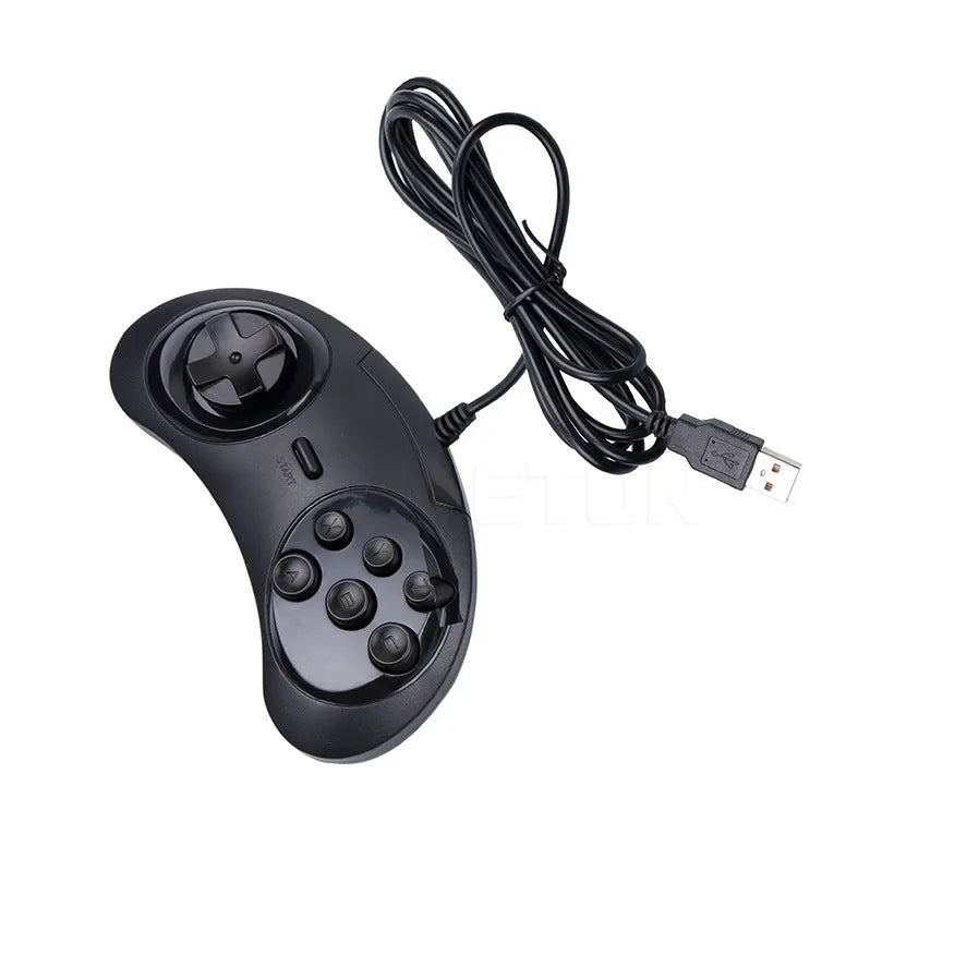 Black Sega USB game controller for PC with 1.8 metre cable and custom logo option