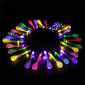 Solar-powered outdoor LED string lights with water drop pendants on 6.5 metre cable