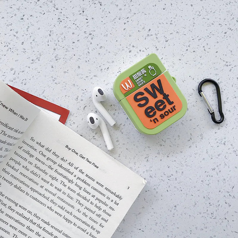 AirPods protective silicone case with cartoon animal design in multiple colour options
