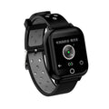 Black smartwatch with removable Bluetooth earbuds stored in watch case showing health monitoring display