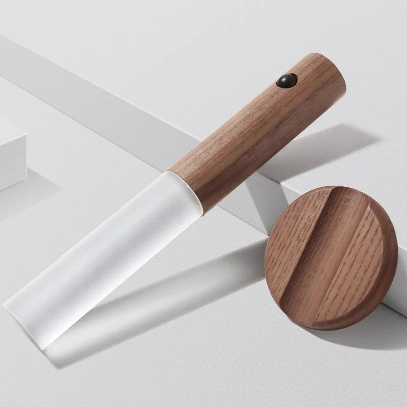 Smart sensor LED desk lamp in solid wood and organic glass with motion detection