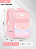 Girls' waterproof schoolbag in pink colour with Oxford cloth construction for primary school students years 1-6