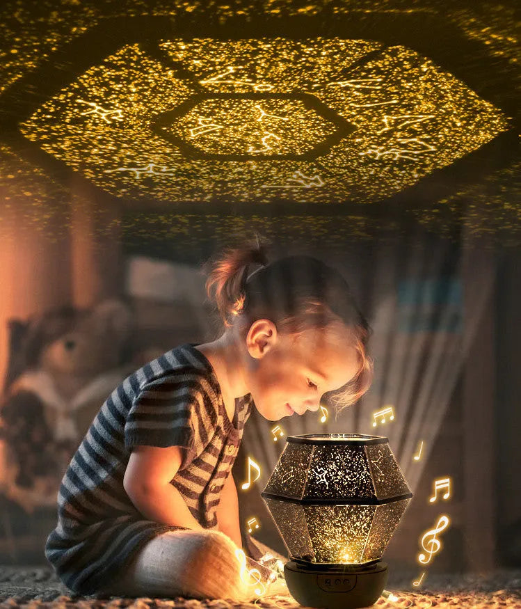 Children's rotating stars LED night light projector with three colour lighting effects