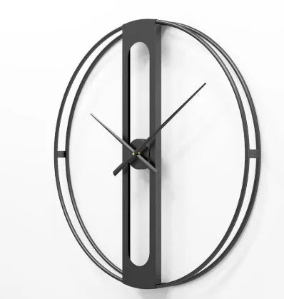 Large round metal wall clock with 50cm diameter in black or gold finish