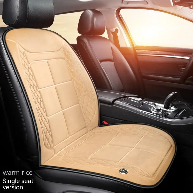 Auto heating car cushion with cotton filling in beige, black, or coffee colours for single or double car seats