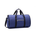 Medium sized cylindrical travel bag in black, made from oxford cloth with a top zipper.
