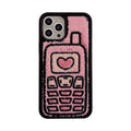 Pink TPU iPhone case with embroidered towel pattern design on the back.