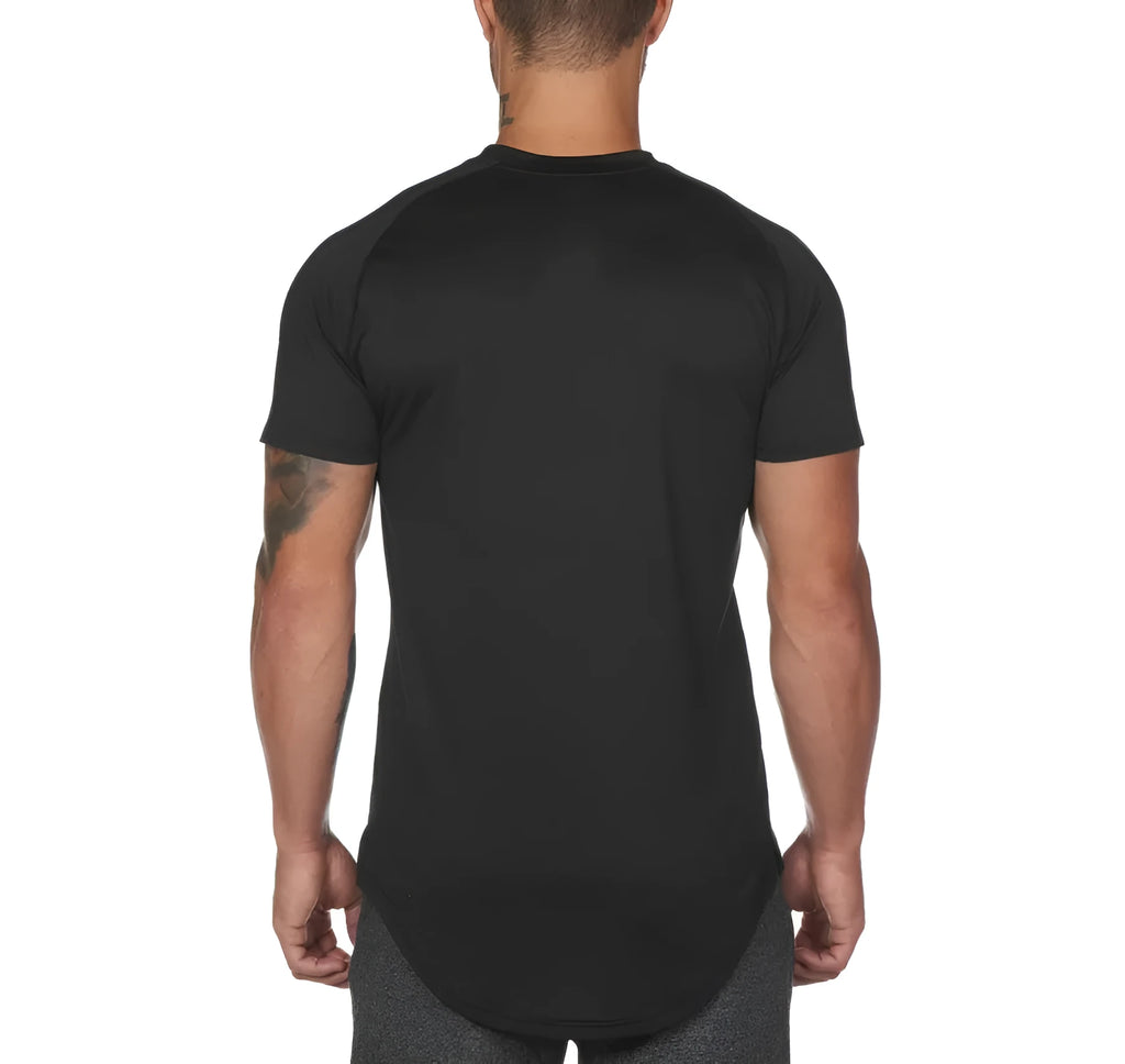 Custom mens fitness sports shirt in cotton spandex blend fabric available in multiple colours