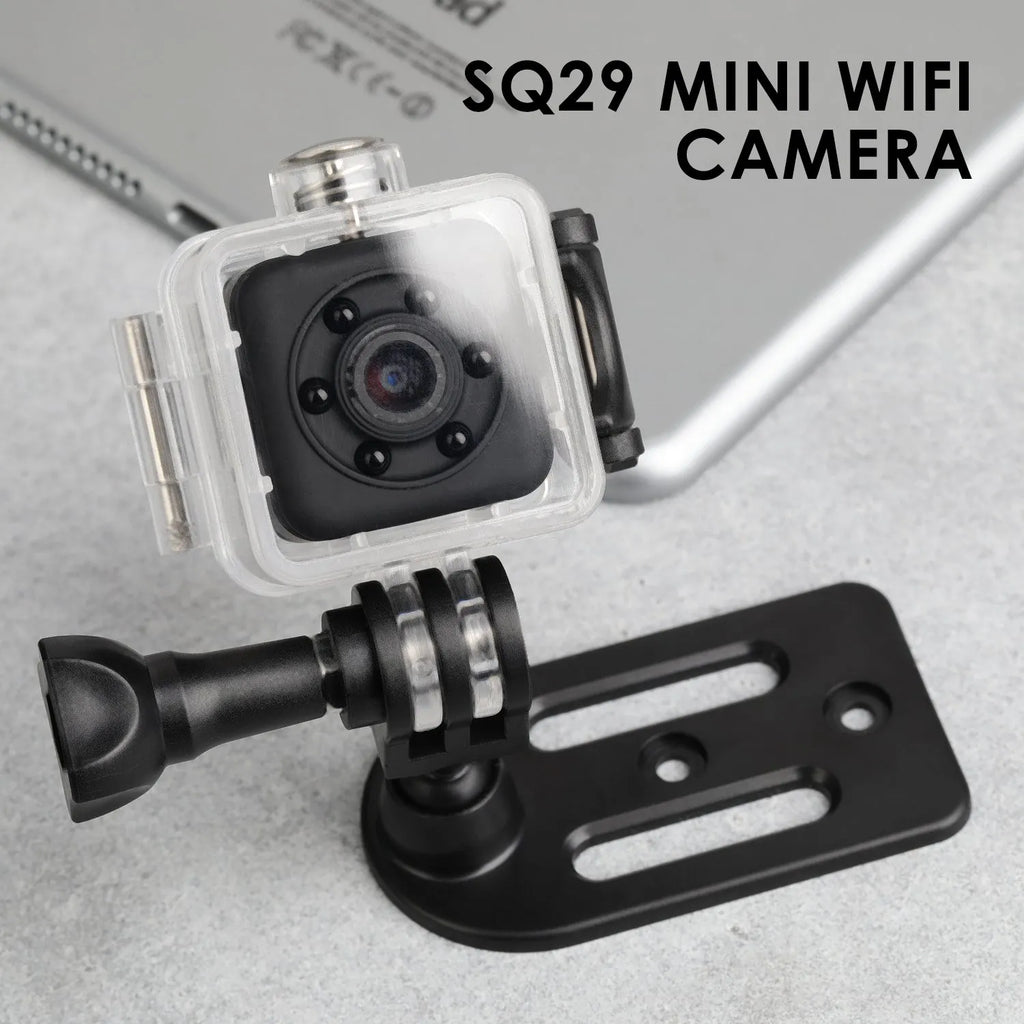 Black waterproof sports camera with 240 minute battery life for continuous action recording