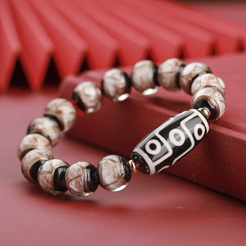 Chinese style coloured glaze bracelet with snake lucky beads in ancient five-colour design