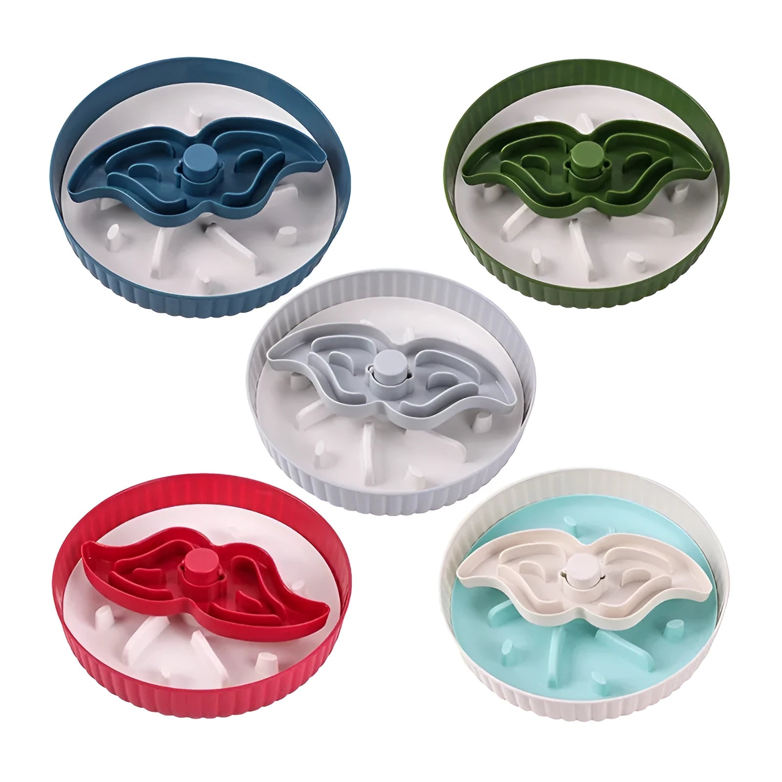 Pet feeding bowl with rotating slow food mat and anti-choke silicone pad in multiple colour options