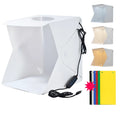40cm folding photography softbox with LED ring light and coloured background cloths for product shooting