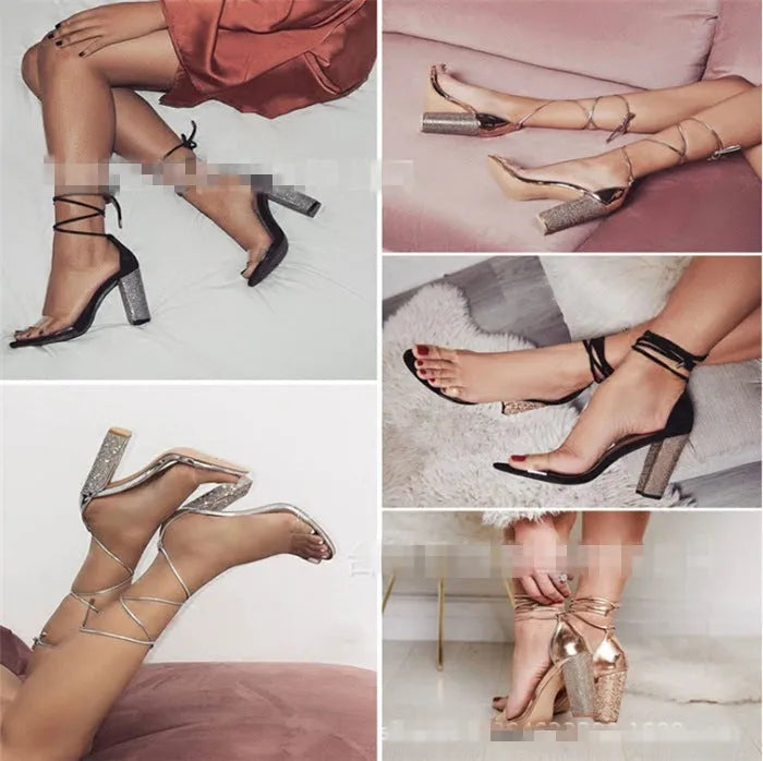 A pair of women's pointed-toe high heels in plastic, shown in black and gold colour options.
