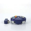 NGC wireless game controller in multiple colours on a grey background, showing its compact size and button layout.