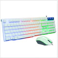 Mechanical touch luminous USB wired keyboard set with metal bottom plate, orange character backlight, and wired mouse