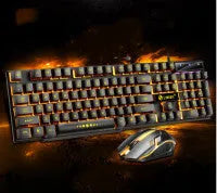 Limei GTX300 white and black gaming keyboard and mouse set with backlit keys on a desk
