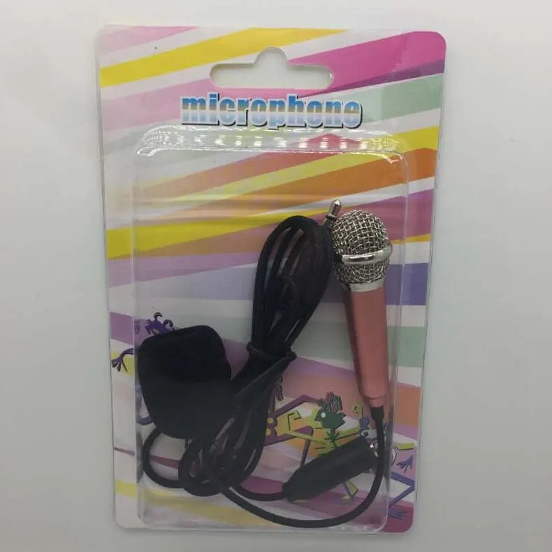 Mini condenser karaoke microphone with 3.5mm connector in blue, gold, red, or silver colour options