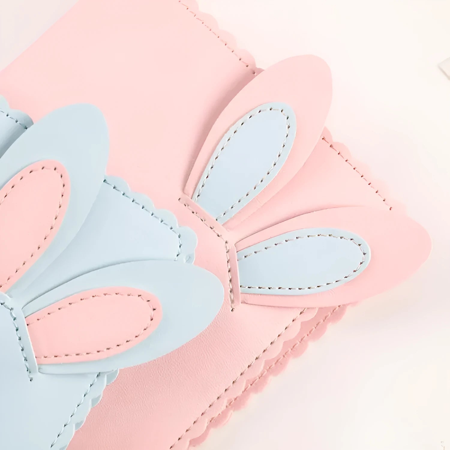 Cute bunny style mini photo album in pink, blue, or white, showing 3-inch size and loose-leaf pages.