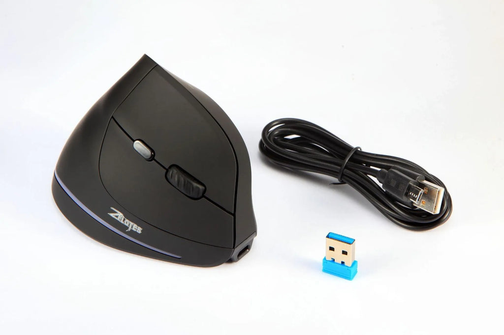 F35 black wireless vertical gaming mouse 6-button 1600dpi with charging base