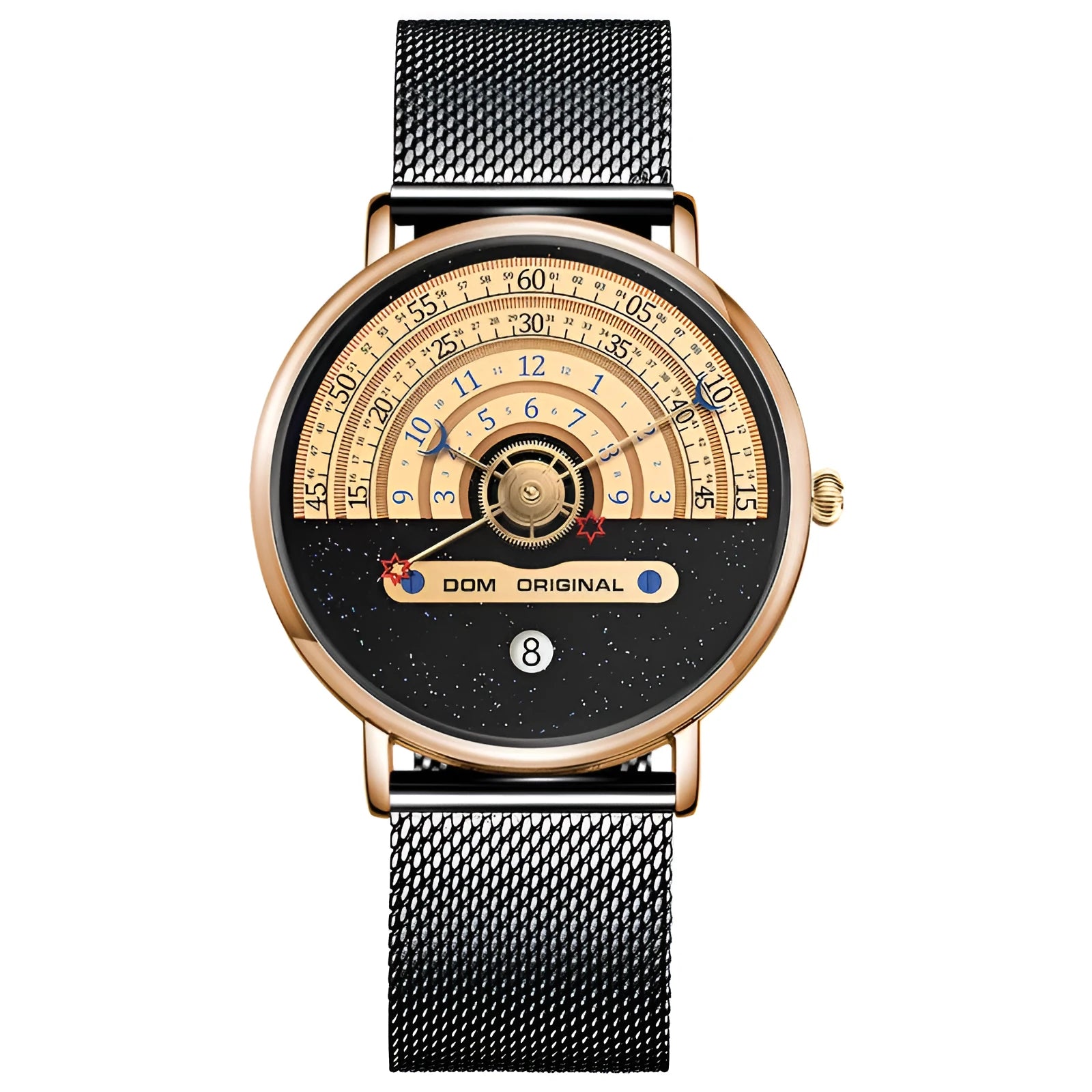 Men's gold and silver 40mm waterproof quartz fashion watch with round dial and sports design