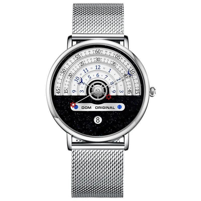 Men's gold and silver 40mm waterproof quartz fashion watch with round dial and sports design