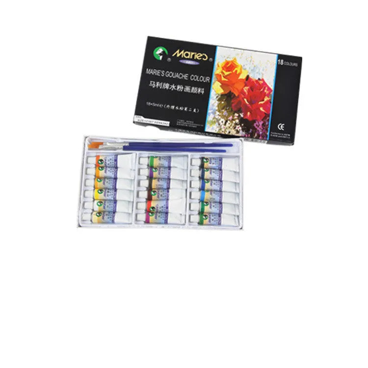 Boxed set of Marley gouache paint tubes in 12ml size, showing 24 different colour labels.