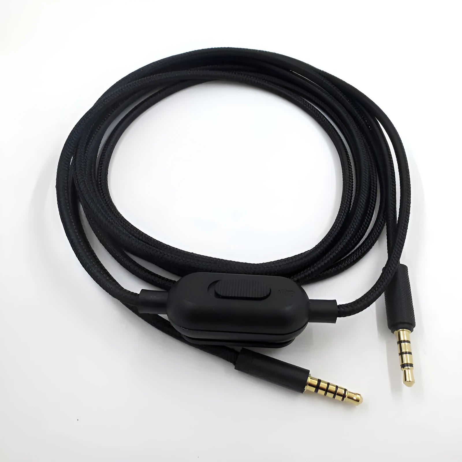 Black universal audio cable for gaming headsets with bare copper wire construction