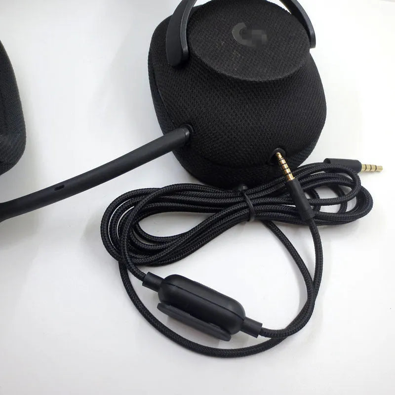 Black universal audio cable for gaming headsets with bare copper wire construction