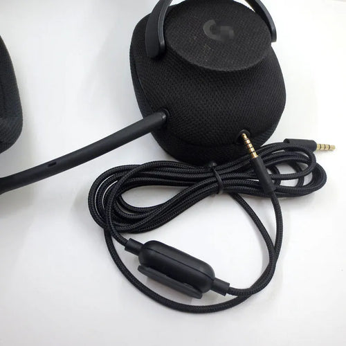 Black universal audio cable for gaming headsets with bare copper wire construction