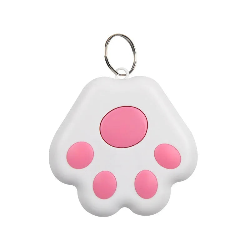 Small grey Bluetooth anti-lost tracker device shaped like a dog paw with a keyring loop.