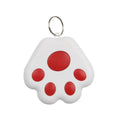 Small grey Bluetooth anti-lost tracker device shaped like a dog paw with a keyring loop.