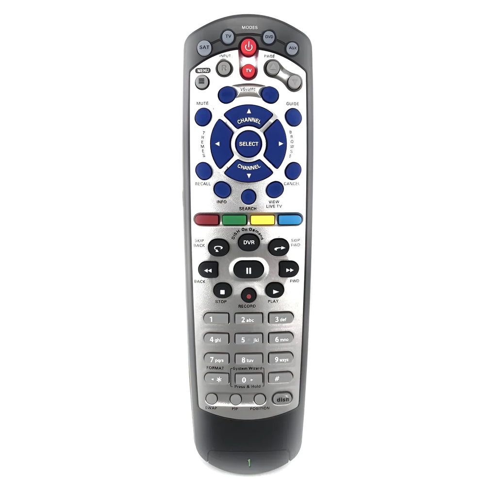 Black universal remote control for DISH Network TV BOX satellite receivers with flat button design