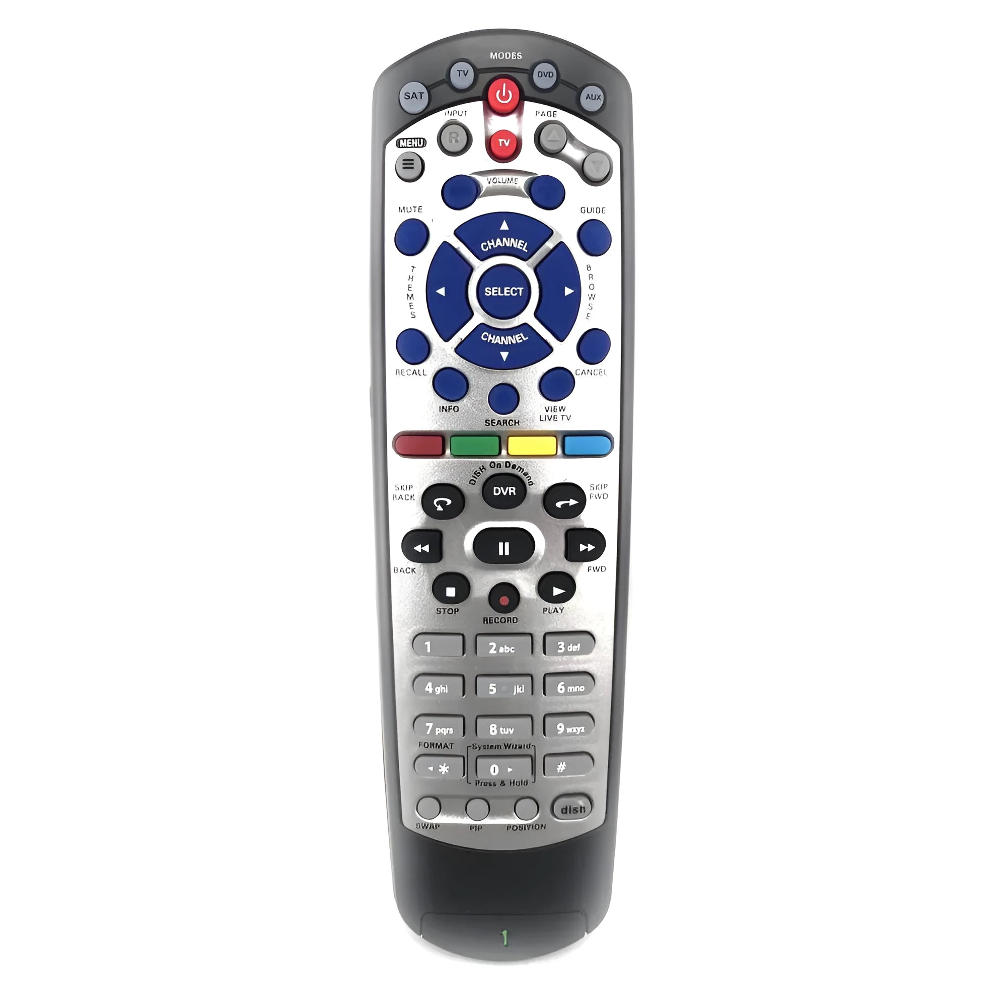 Black universal remote control for DISH Network TV BOX satellite receivers with flat button design