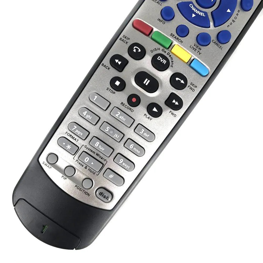 Black universal remote control for DISH Network TV BOX satellite receivers with flat button design